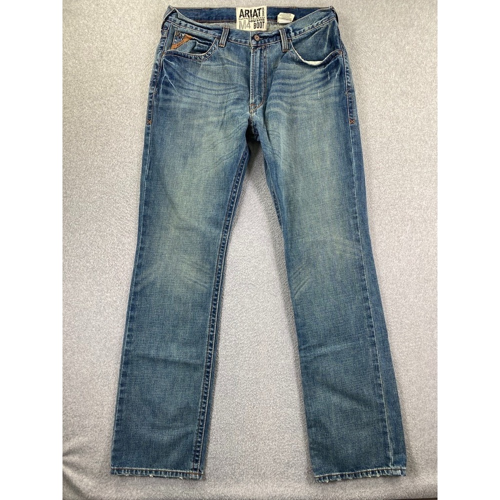 Ariat M4 Relaxed Boot Cut Jeans 36x38  Denim Western Cowboy Thick Stitch Work
